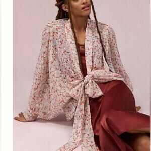 Pilcro Antropologie Floral Tie-Front Kimono Top OS
